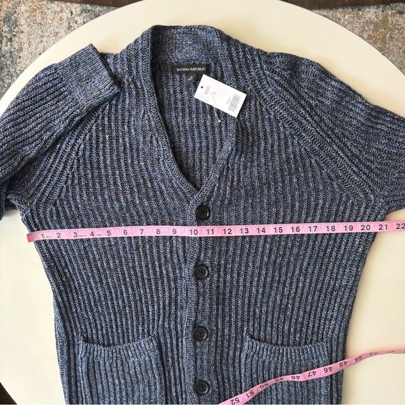 Banana Republic Men’s Ribbed Cardigan Sweater Size Small New Blue Heavy Knit - Picture 4 of 7